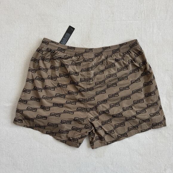 Balenciaga Swimwear Monogram BB Water Swim Shorts Brown Size Large 34 NEW - Picture 2 of 11